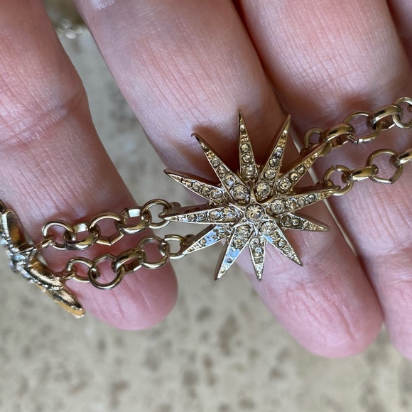 Womens brand-new mid-century modern necklace starburst gold tone vintage look - Picture 2 of 2